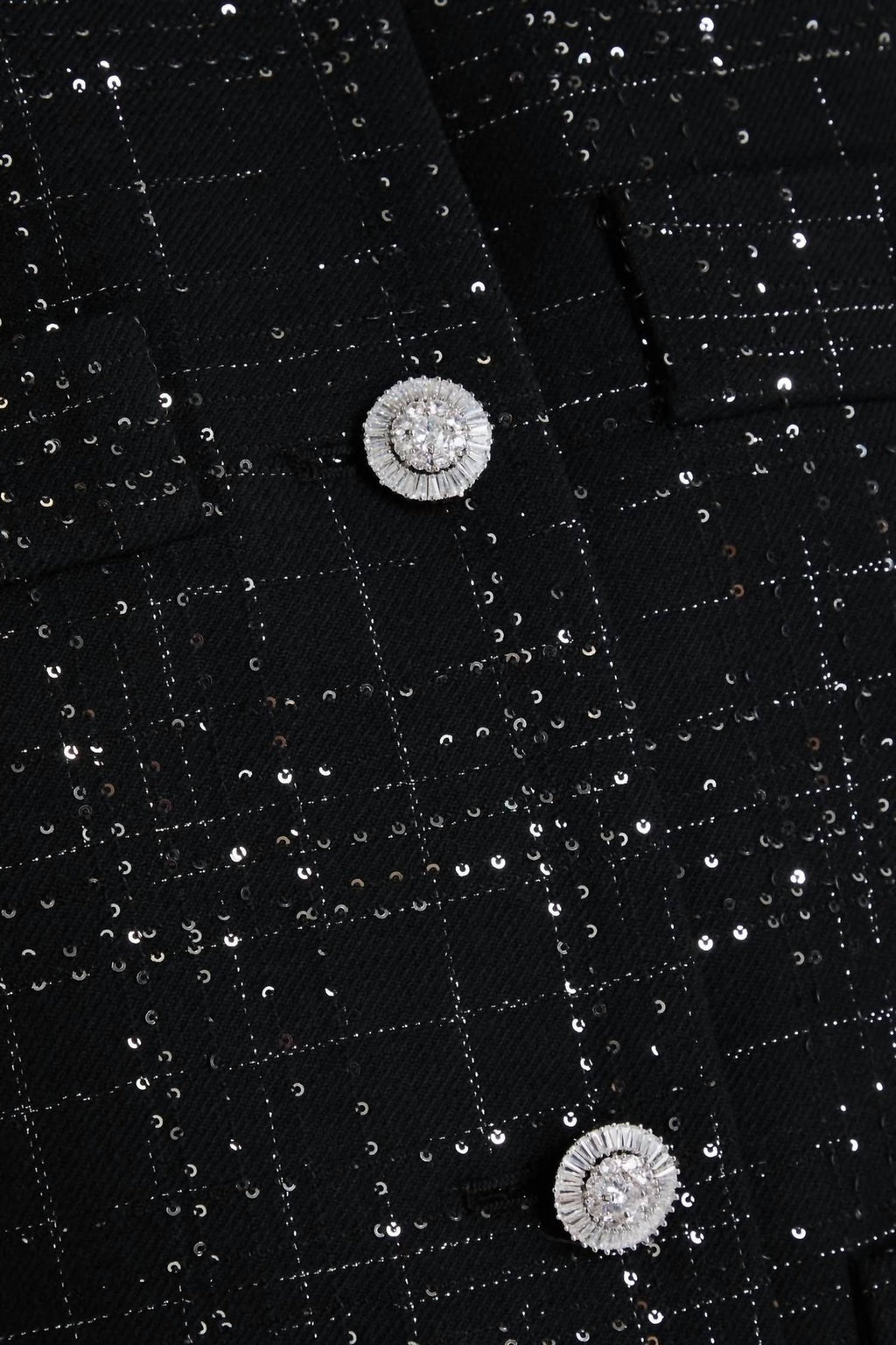 Sequin-embellished Short Metallic Tweed Jacket