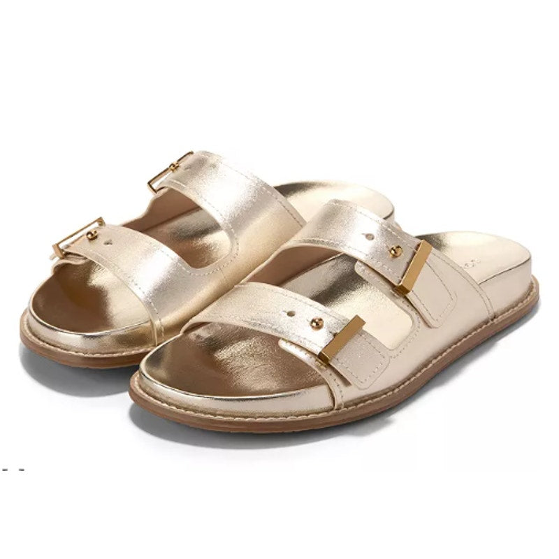 New In Box Cole Haan Womens Size 9 Gold Leather Open Toe Marisol Sandal Shoes