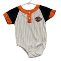 Harley Davidson Baby 12 Months Short Sleeve Pin Striped 1/4 Button One Piece