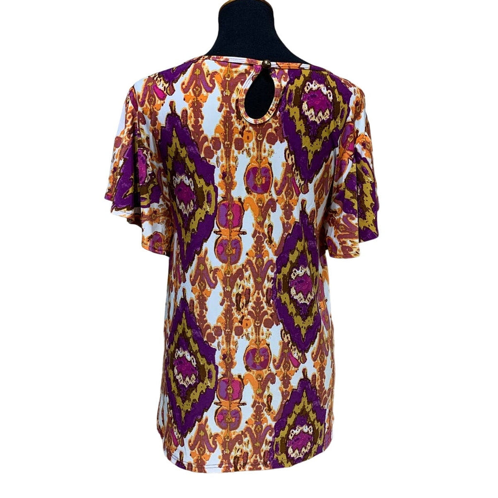Gold Flava Womens Plus Size 18 PolyBlend Scoop Neck Ruffle Sleeve Flowy Blouse