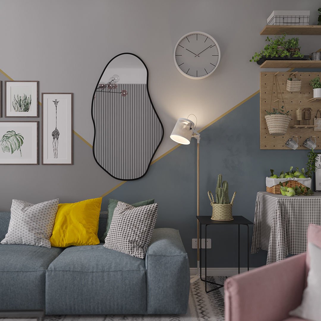 Asymmetrical Wall Mirror – Modern Irregular Black Frame Mirror for Living Room & Bedroom, Handmade Organic Shape Custom Mirror