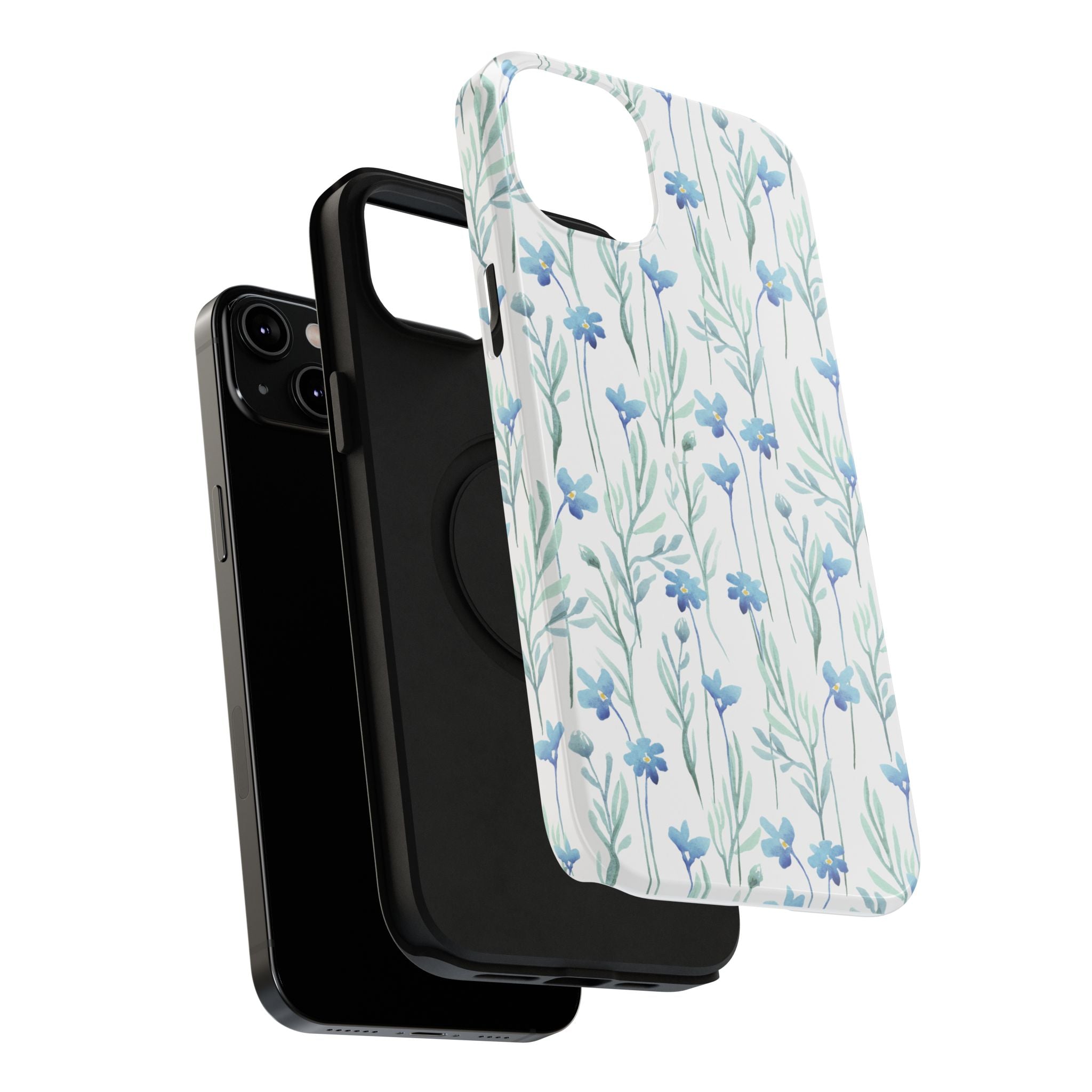 Customizable: Blue Floral Impact-Resistant Phone Case