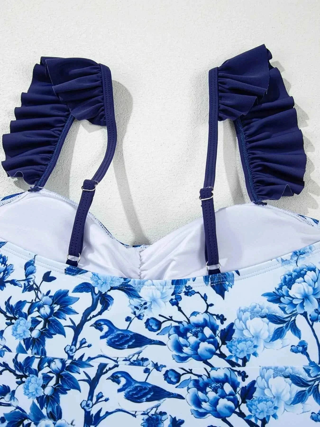 Cutout Ruffled Spaghetti Strap : One-Piece Swimwear