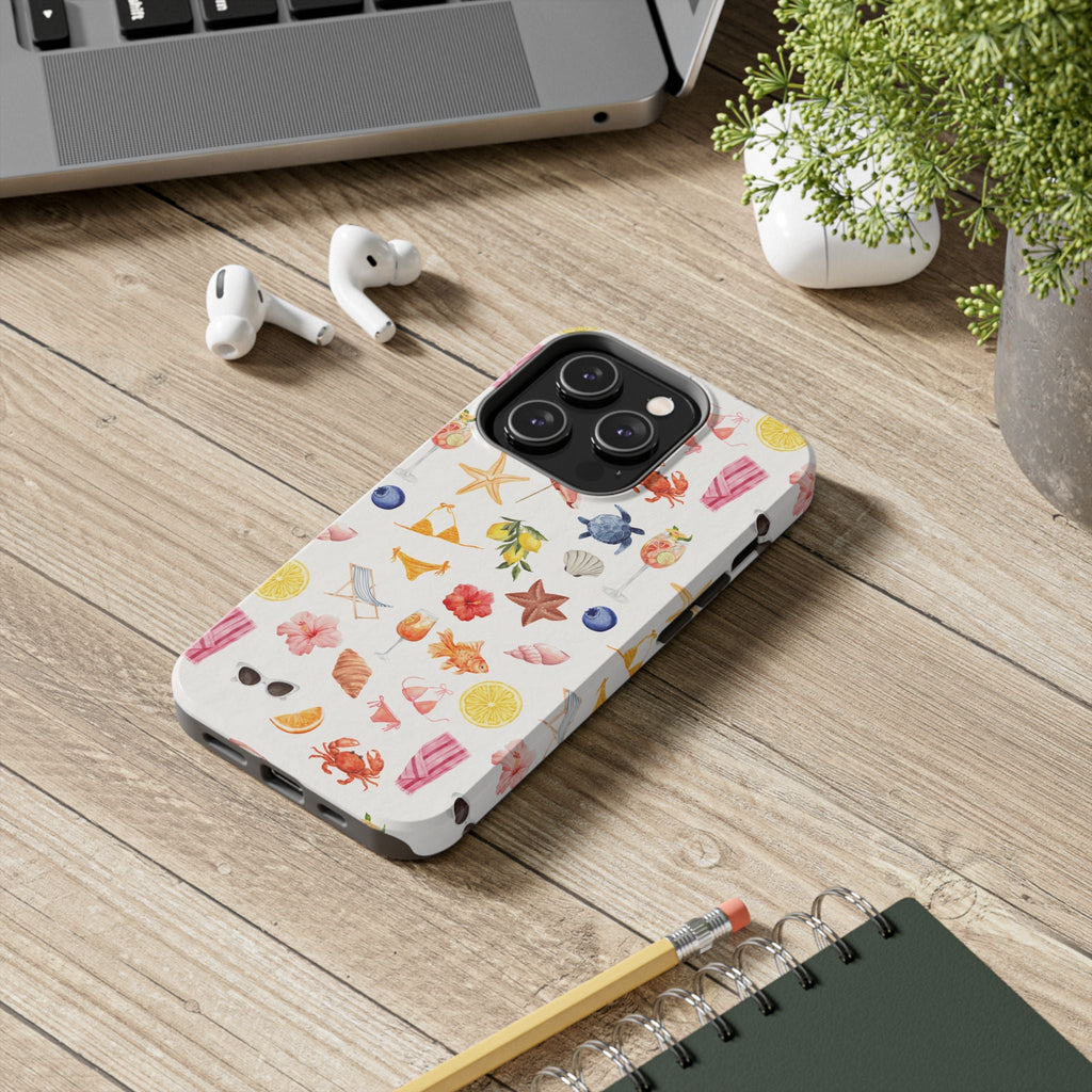 Customizable: Tropical Summer Phone Case, Vivid Coastal Design, Perfect Gift for Beach Lovers, Vacation Memories, Durable Tough Cases