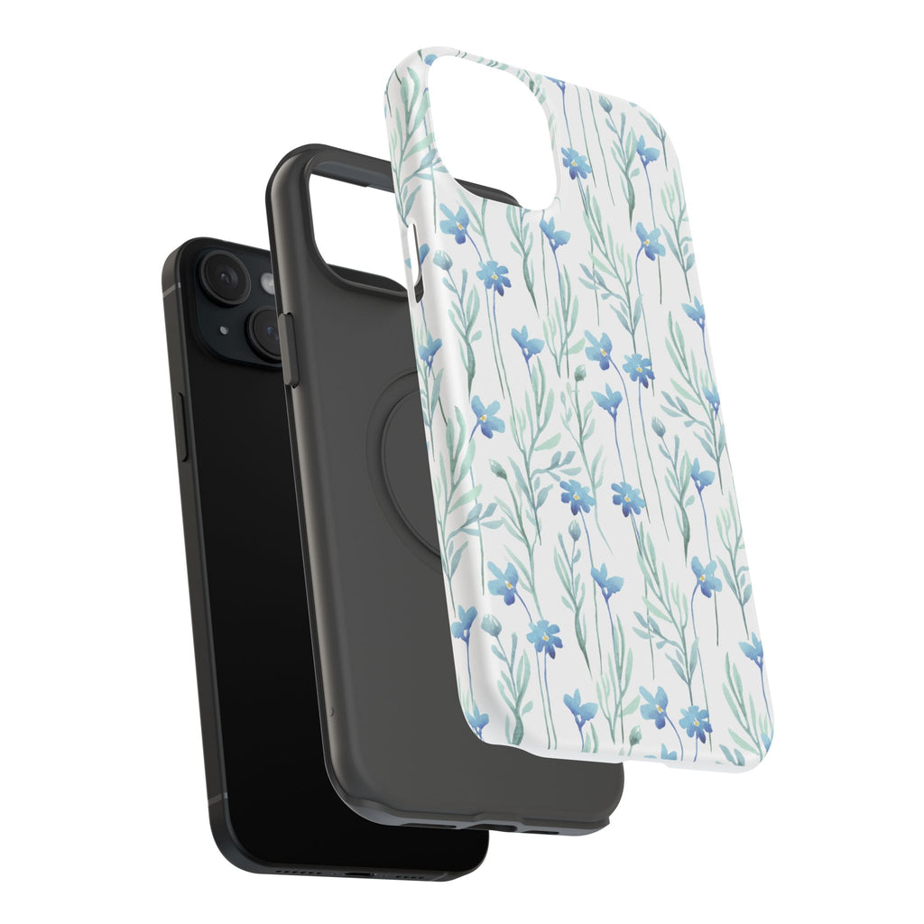 Customizable: Blue Floral Impact-Resistant Phone Case