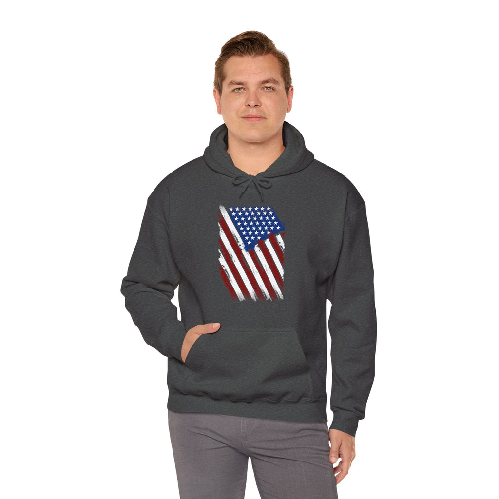 Distressed American Flag Hooded Sweatshirt