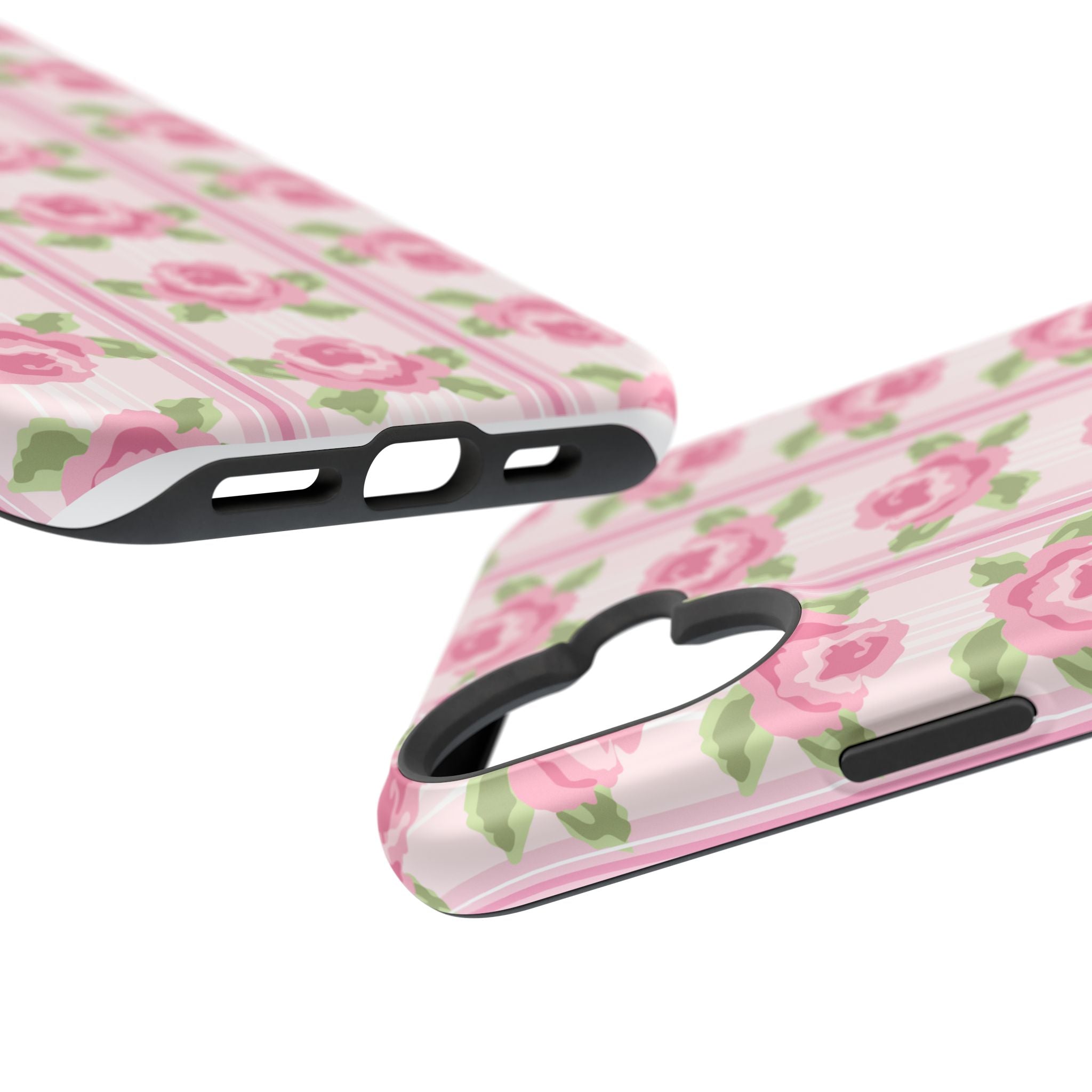 Customizable: Floral Impact-Resistant Phone Case, Pink Rose Pattern
