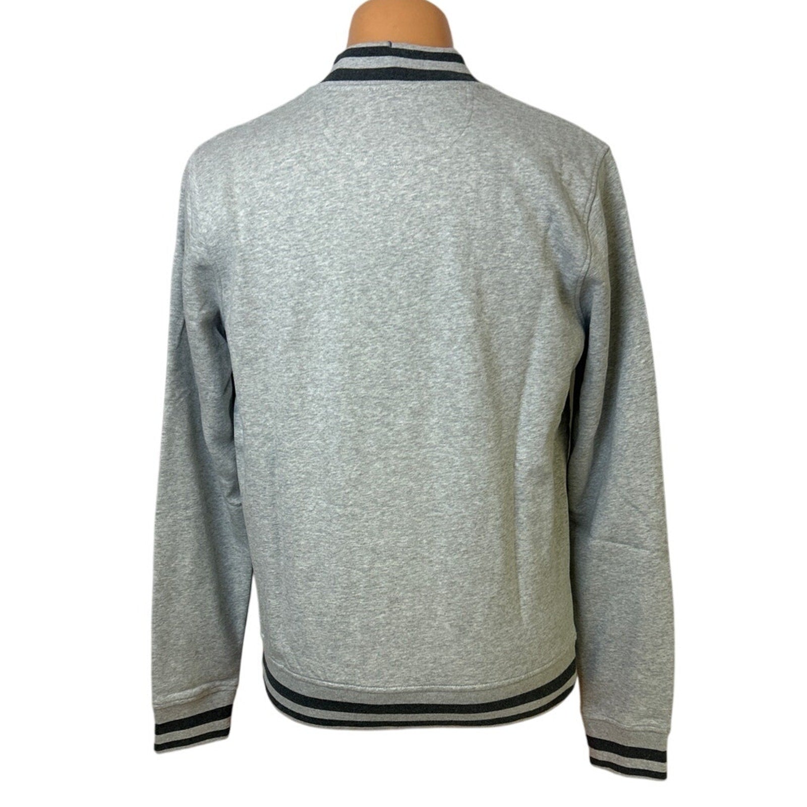 New Champion Mens 3XL Gray Snap Up Hand Printed Blue Jay Bird Bomber Jacket