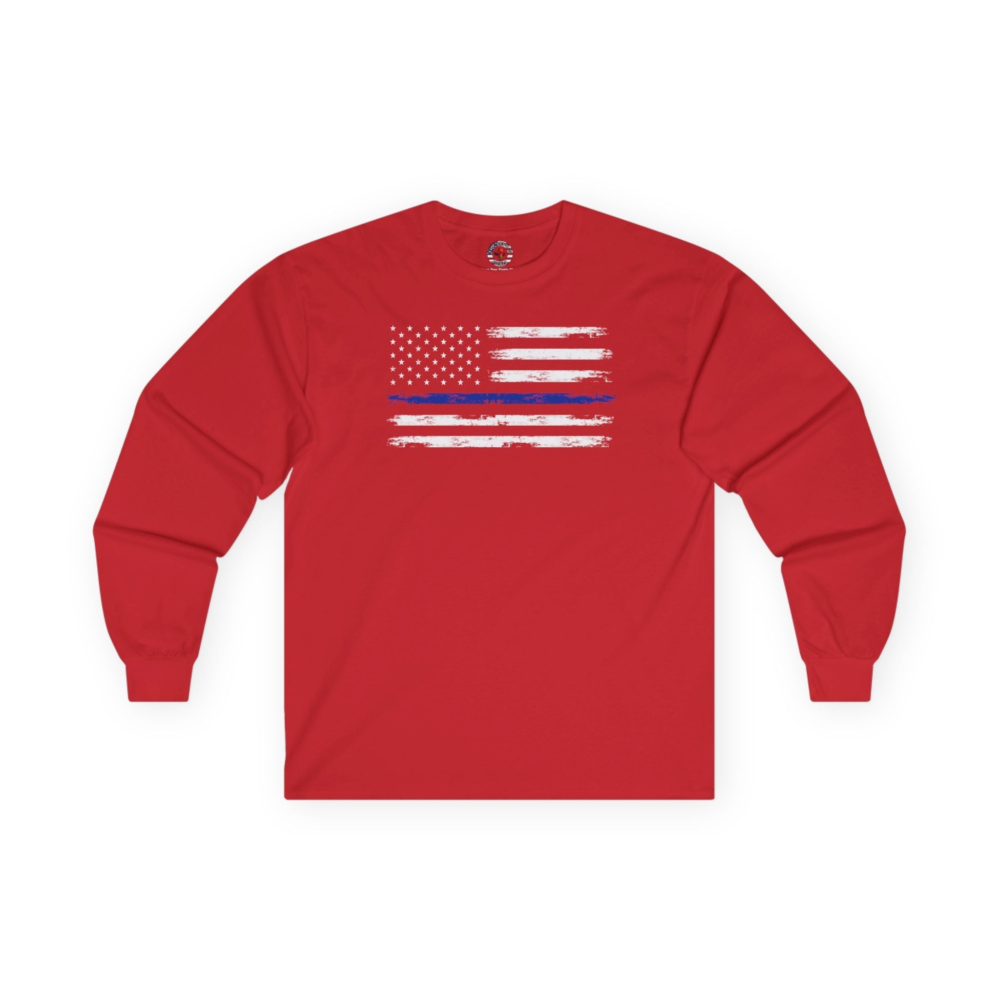 Thin Blue Line American Flag Long Sleeve Tee
