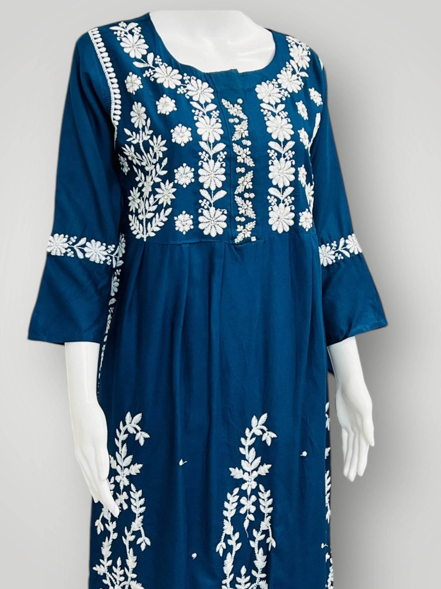 Rayon kurti pant set | chikankari work
