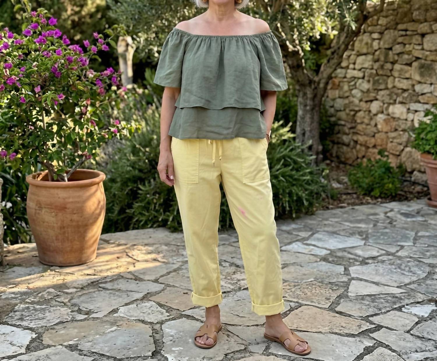Flowy Off The Shoulder Linen Top