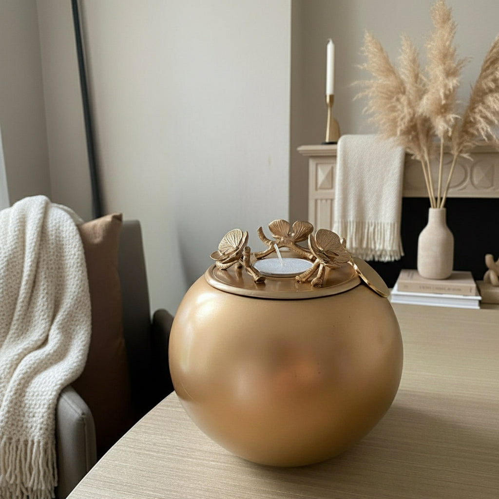 Orchid Urn for Loved ones [Keepsake Size] Handmade - GOLD