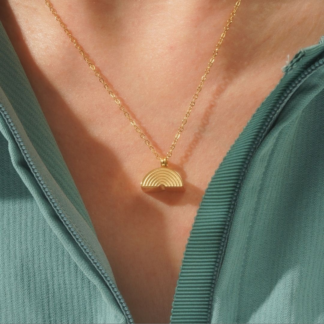 Rainbow - Memorial Necklace for Human Ashes - Gold