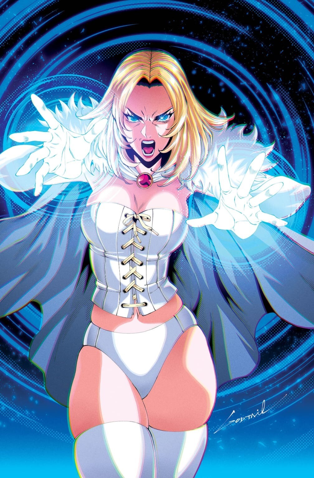 EMMA FROST WHITE QUEEN #1 - GODTAIL VIRGIN VARIANT KNIGHT OF COMICS HEROESCON LTD 1000