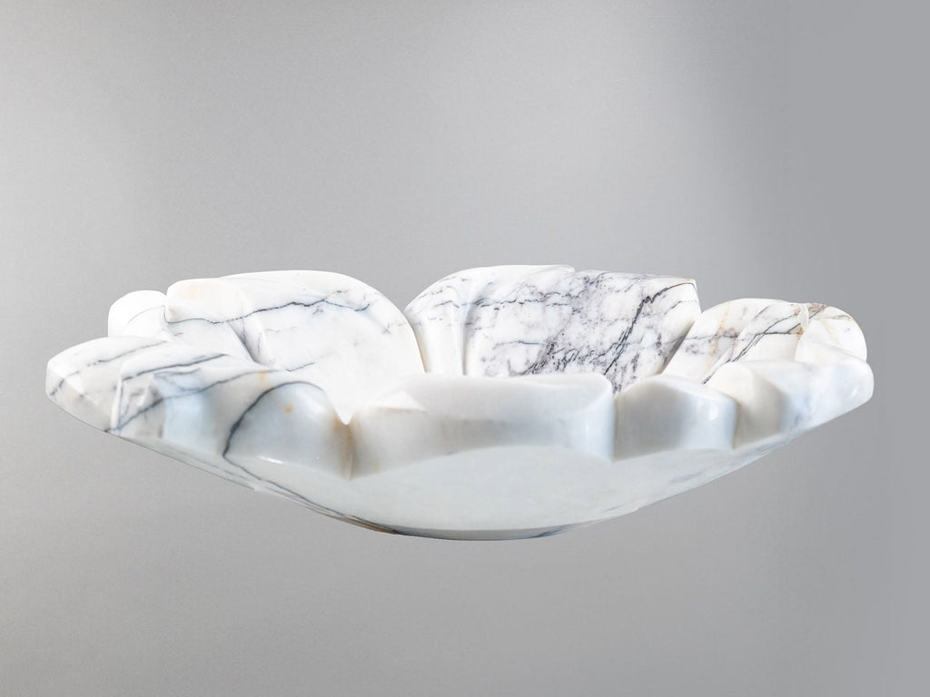 Flower Marble Sink | Hand-Carved Vessel Basin USA | Luxury Natural Stone Bathroom Sink