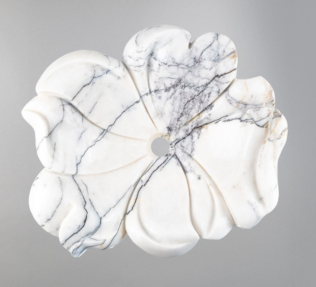 Flower Marble Sink | Hand-Carved Vessel Basin USA | Luxury Natural Stone Bathroom Sink