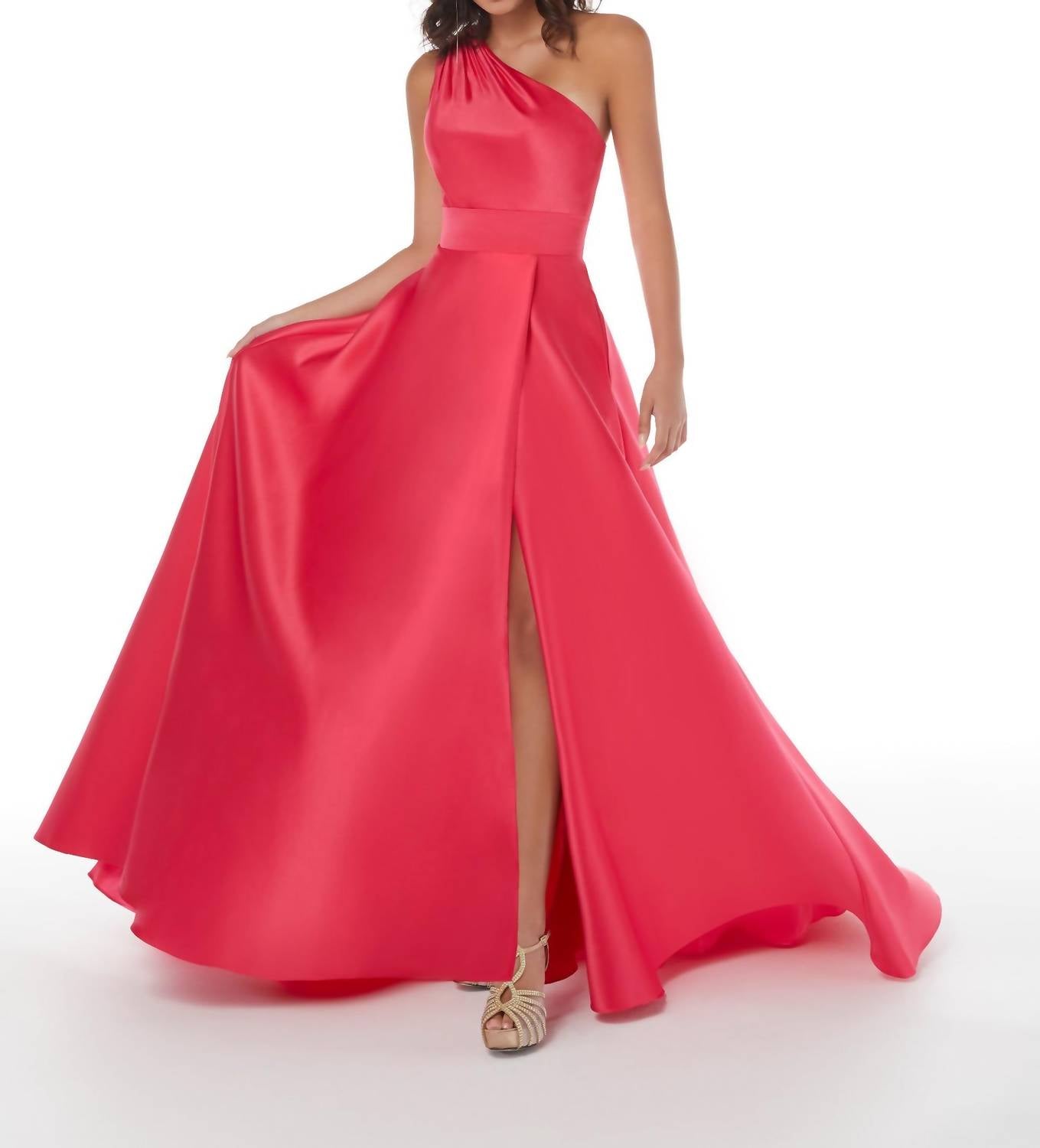 One Shoulder Pleated Gown