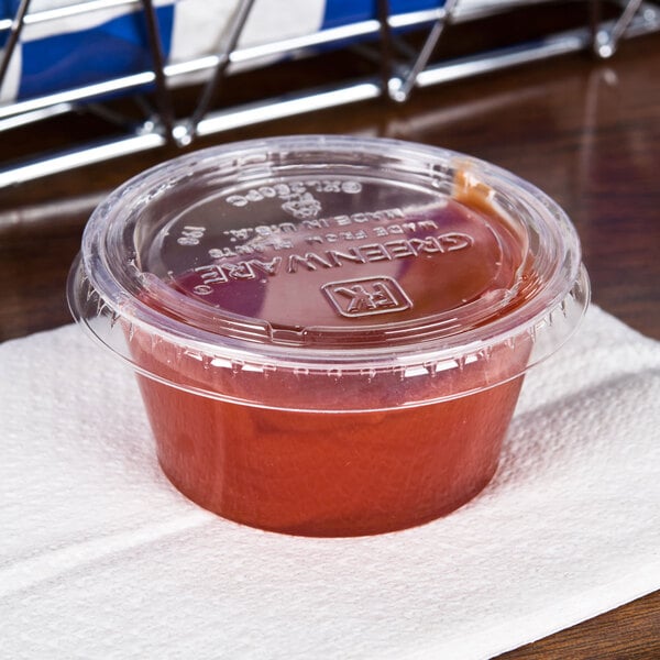 Fabri-Kal Greenware 2 oz PLA Flat Lid for Portion Cups, Clear (QTY 2000), SKU GXL250PC
