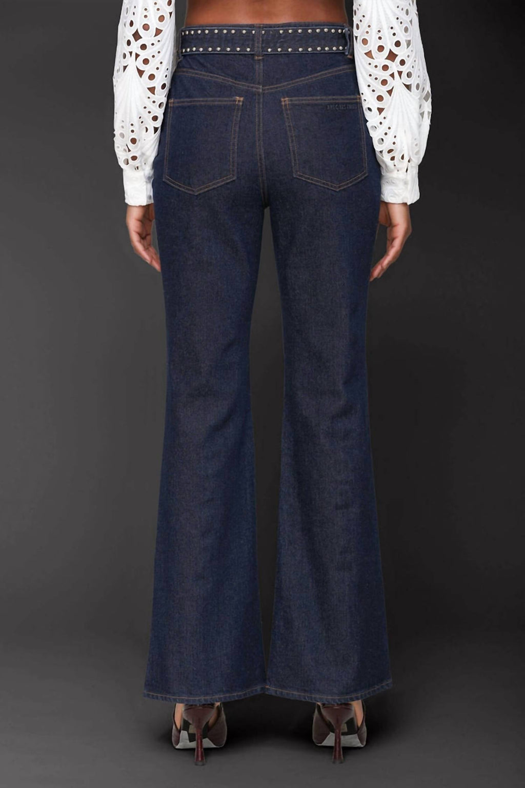 Studded Belt Flare Jeans