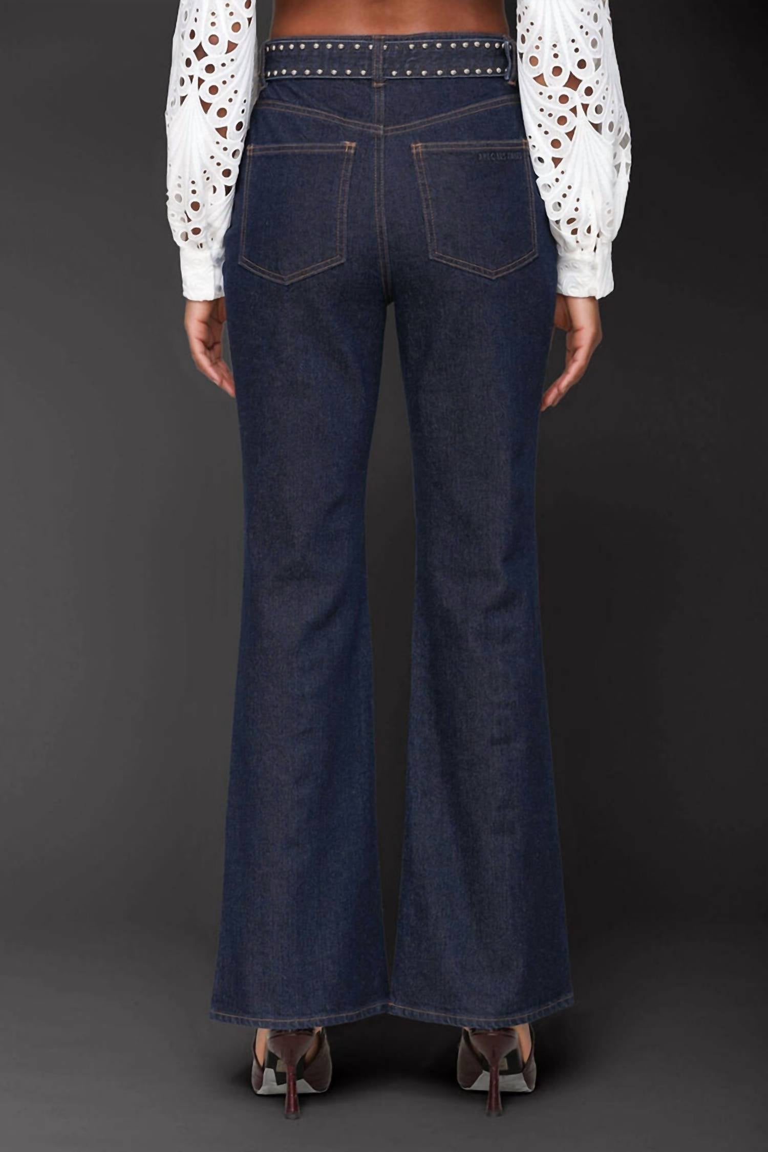 Studded Belt Flare Jeans