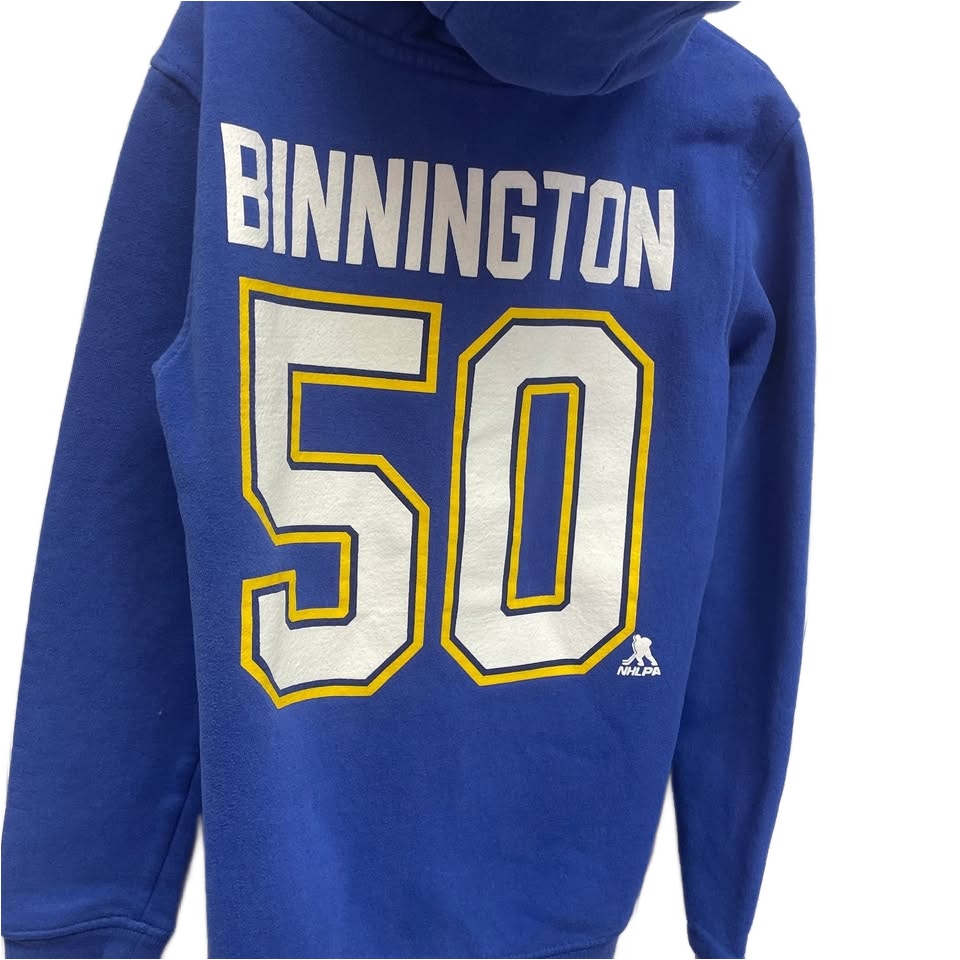 NHL St Louis Blues Hockey Kids Medium #50 Binnington Cotton Blend Hoodie