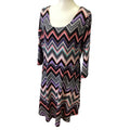Derek Heart Womens Plus Size 2X Long Sleeve Chevron Stripe Scoop Neck Dress