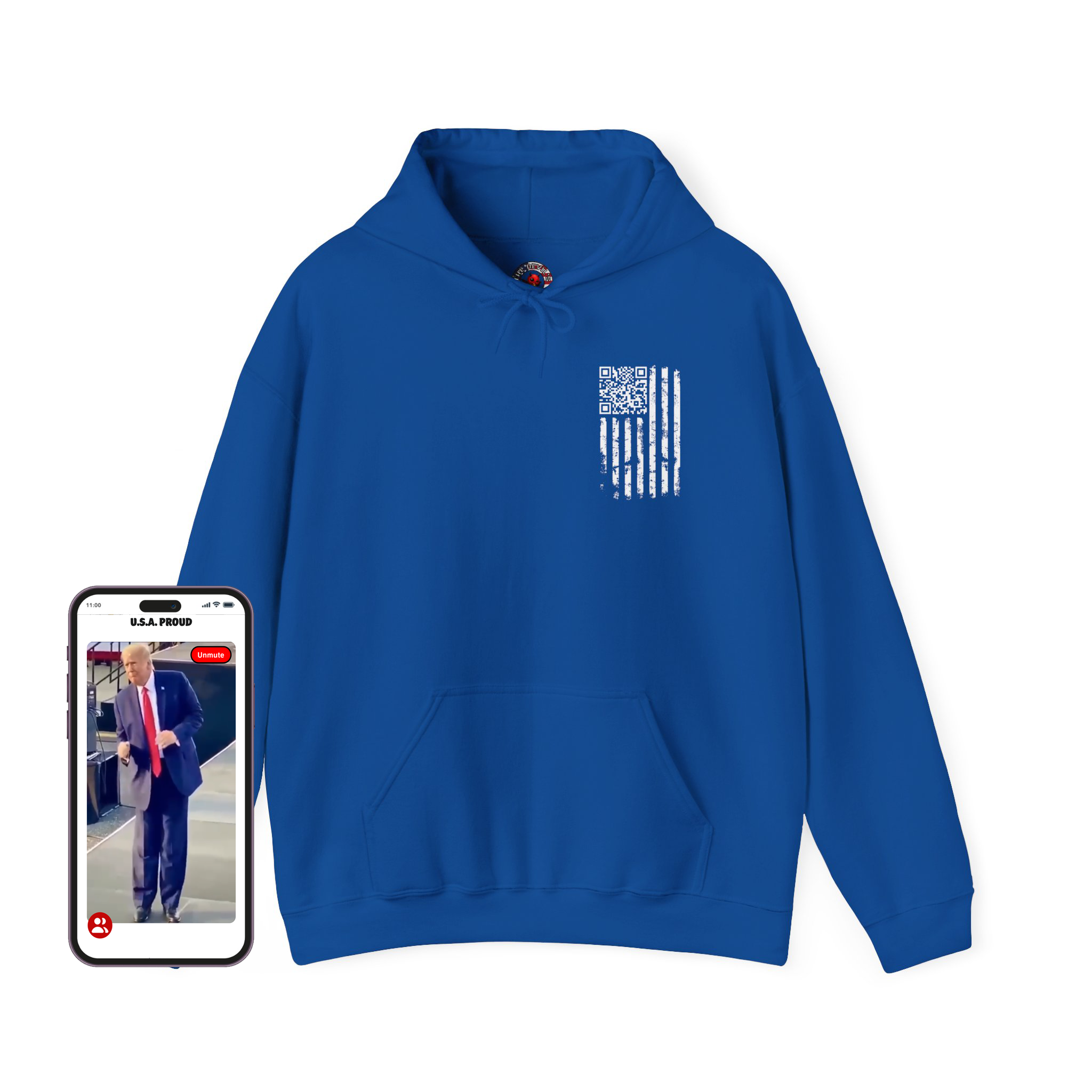 American Flag QR Code Hooded Sweatshirt