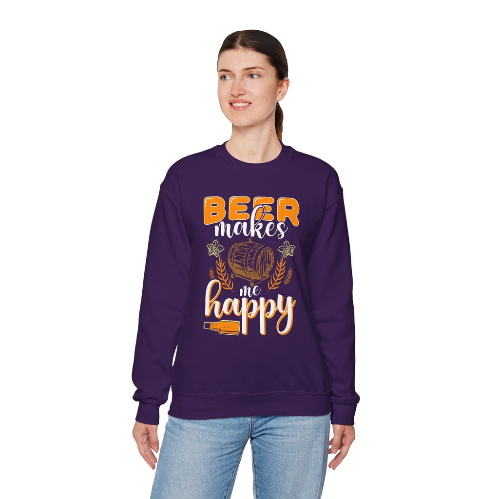 Beer Makes Me Happy Crewneck Sweatshirt.