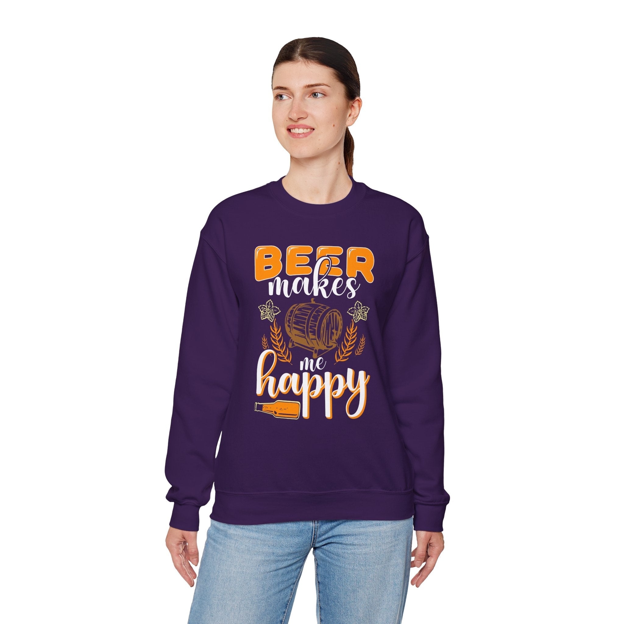 Beer Makes Me Happy Crewneck Sweatshirt.