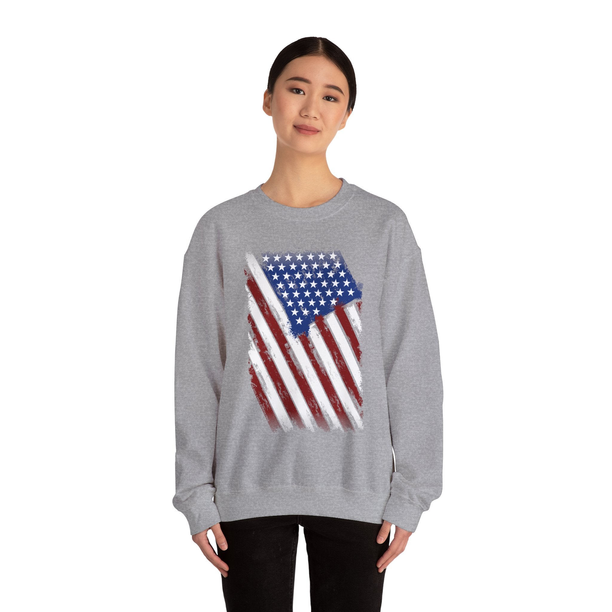 Distressed American Flag Crewneck Sweatshirt