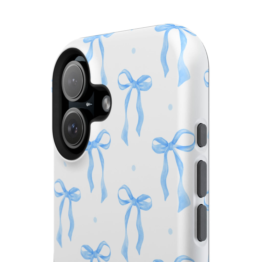 Customizable: Chic Blue Coquette Bow Impact-Resistant Phone Case