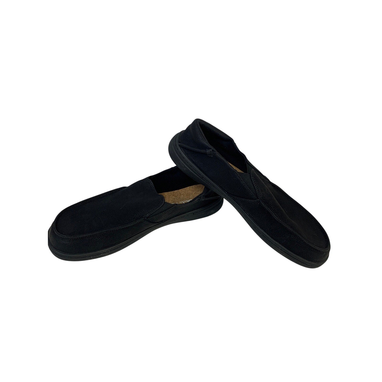 Pulltop Mens Size 10 Black Faux Leather Closed Round Toe Slip On Slippers Shoes