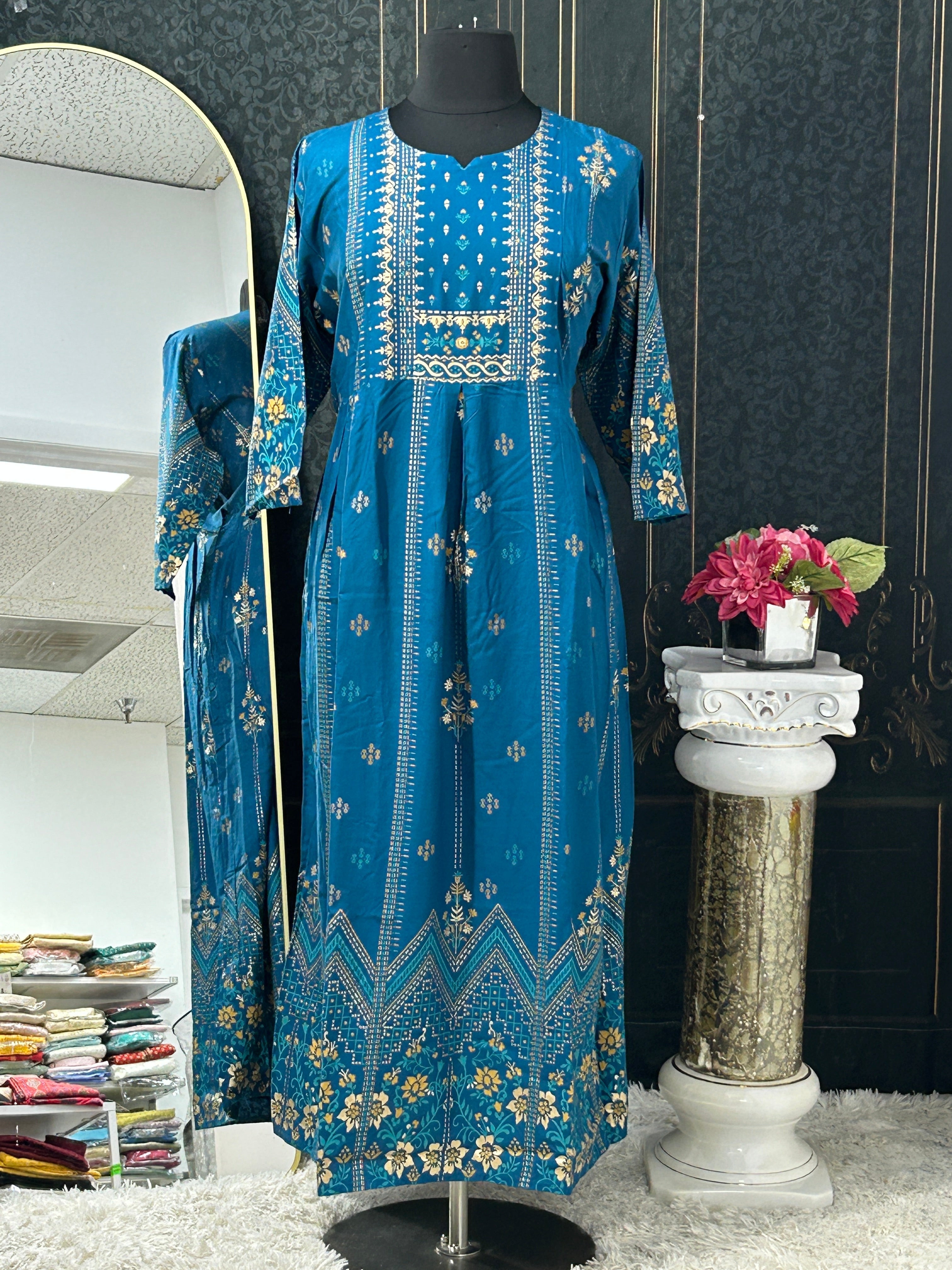 Rayon cotton long kurti