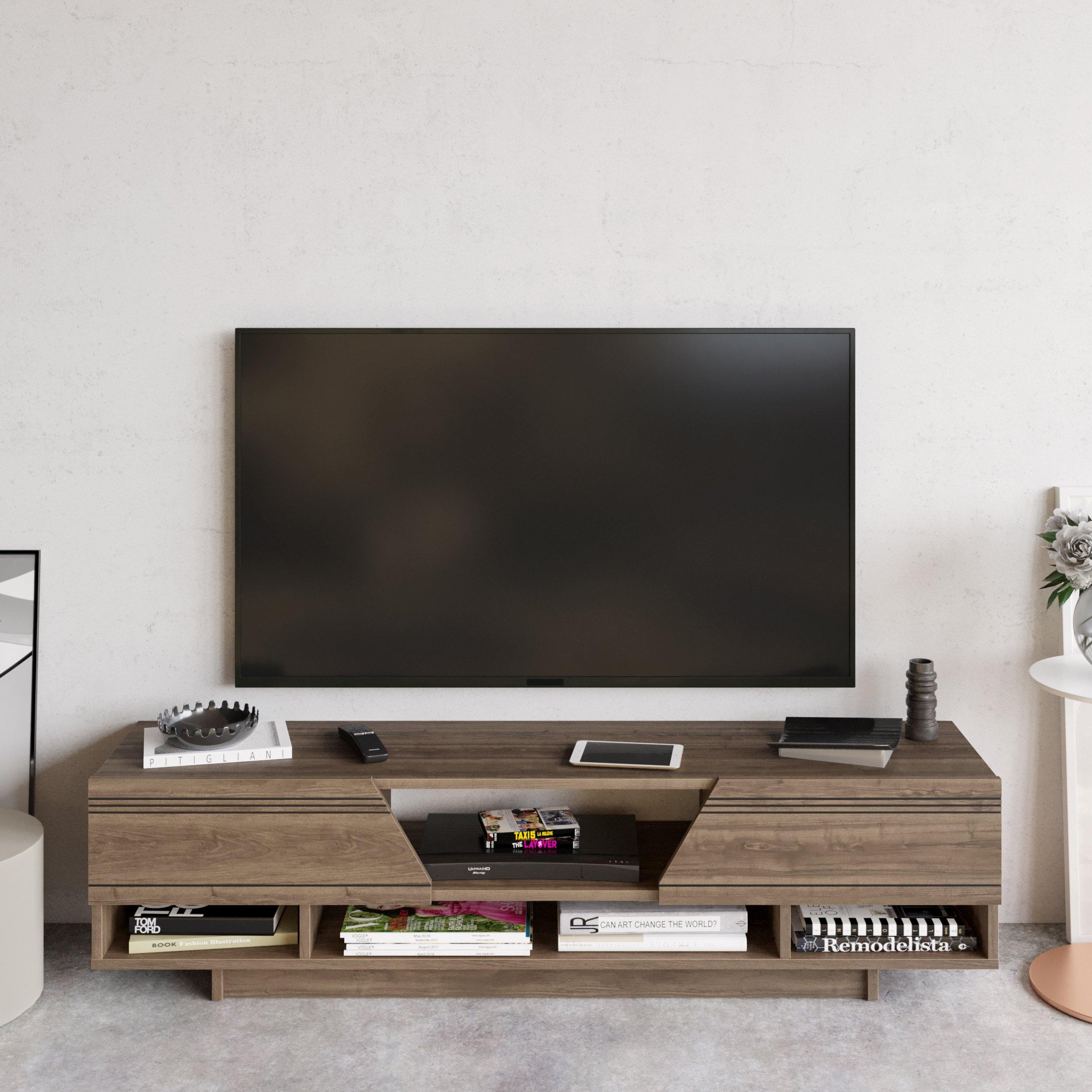 Aspatria 63" TV Stand and Media Console with Cabinets and Shelves fro TVs up to 72"