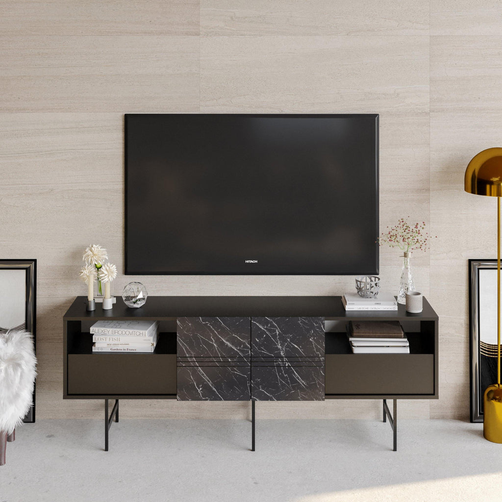 Derin 71" Media Console and TV Stand with Cabinets and Shelves for TVs up to 80"