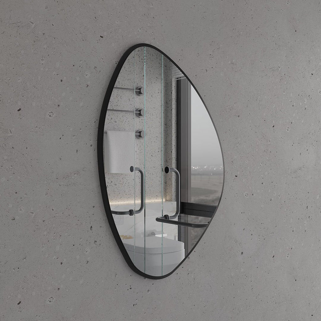 Modern Irregular Wall Mirror – Organic Shape Black Frame Mirror for Living Room & Entryway