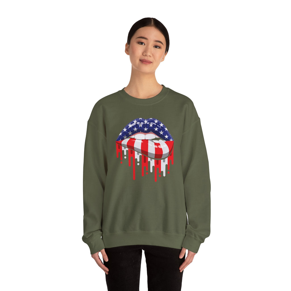 American Flag Lips Crewneck Sweatshirt