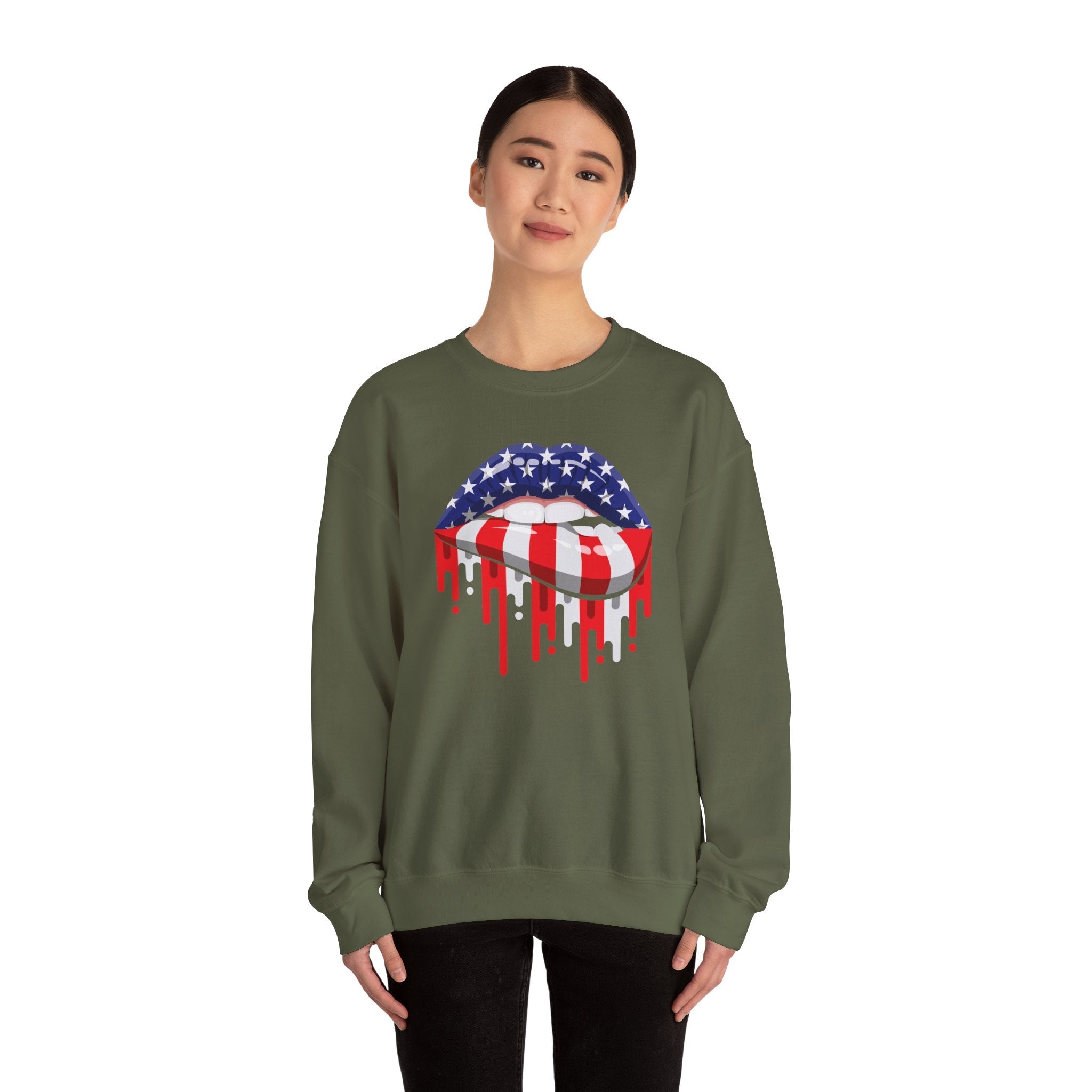 American Flag Lips Crewneck Sweatshirt
