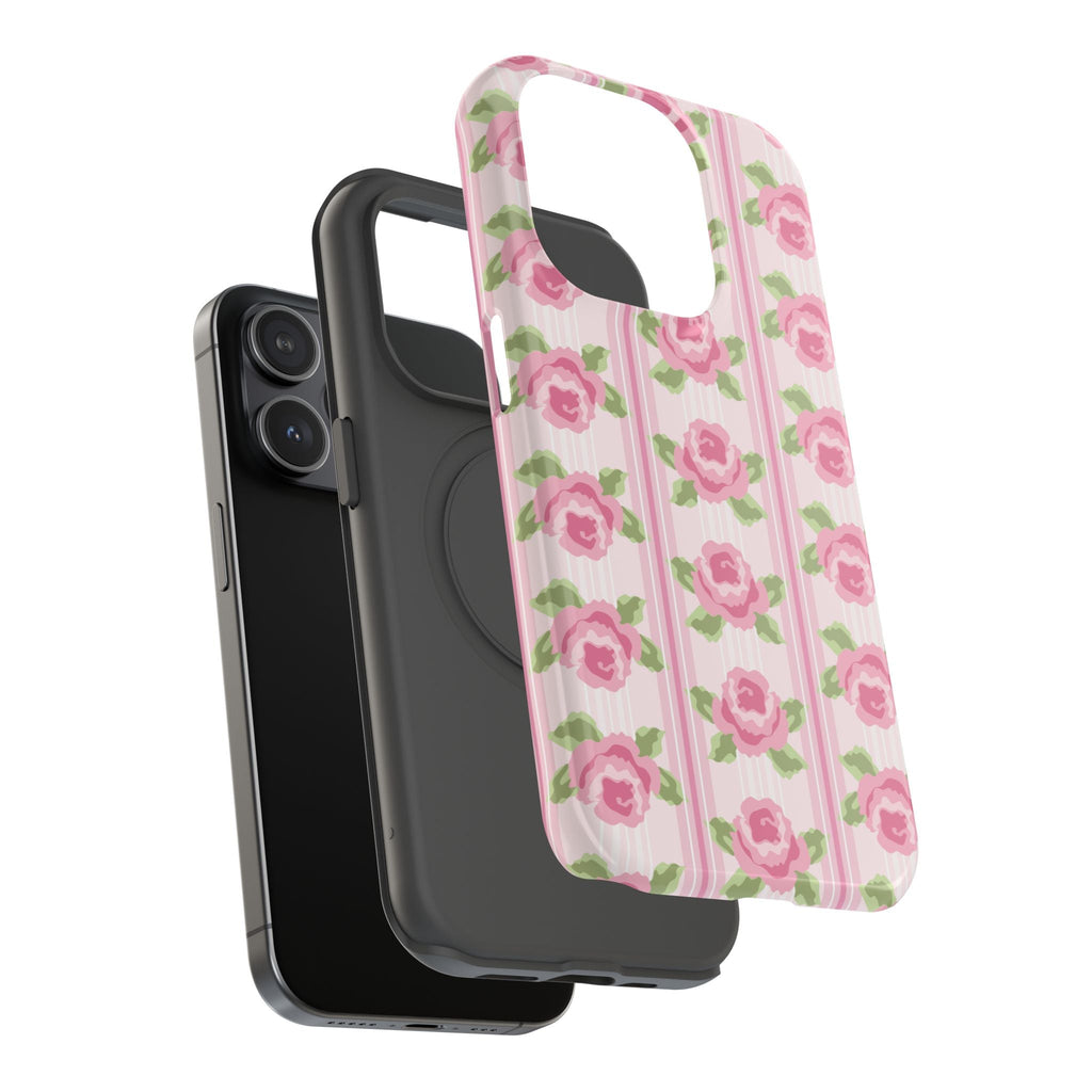 Customizable: Floral Impact-Resistant Phone Case, Pink Rose Pattern