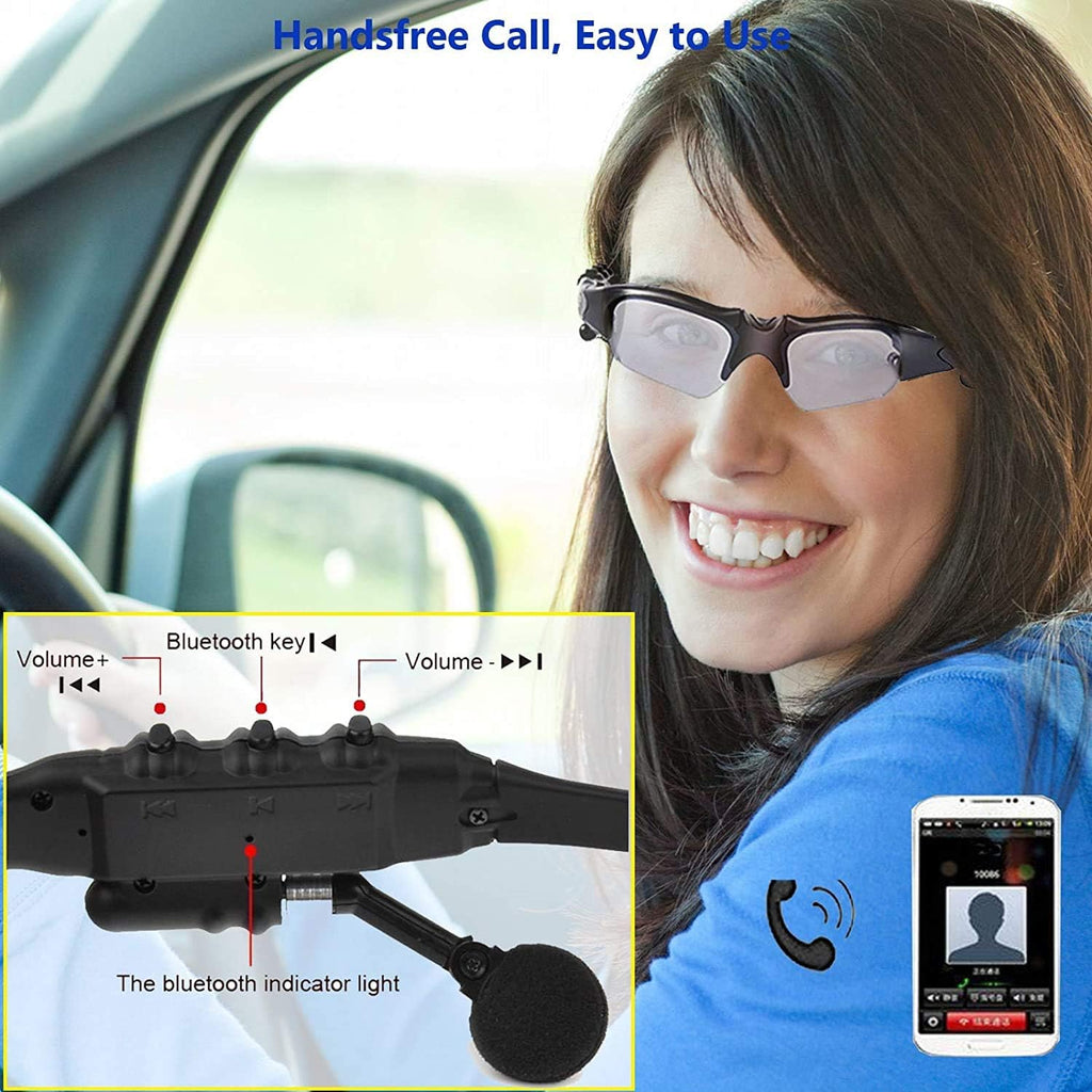 Grofulor Black Wireless Bluetooth MP3 Headphone Polarized Lenses Sunglasses