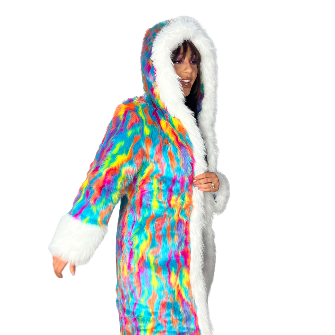 Rainbow Swirl Faux Fur Coat PRE ORDER