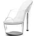 New Womens Size 9 Clear 7" Platform Heel Open Toe Slide On High Heels Shoes