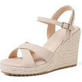 New Mikarka Womens Size 8.5 Tan Open Toe 4" Wedge Espadrille Sandal Shoes