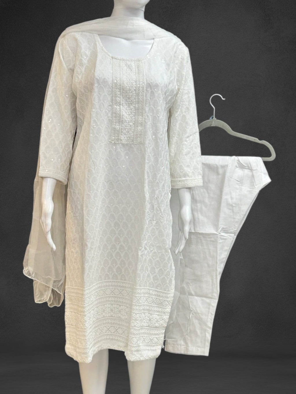 Cotton Chikankari kurti set | white salwar suit