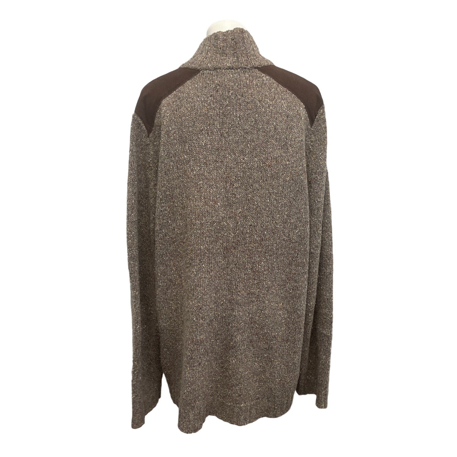 Eddie Bauer Mens XLT Long Sleeve Speckled Henley Knit Pullover Sweater