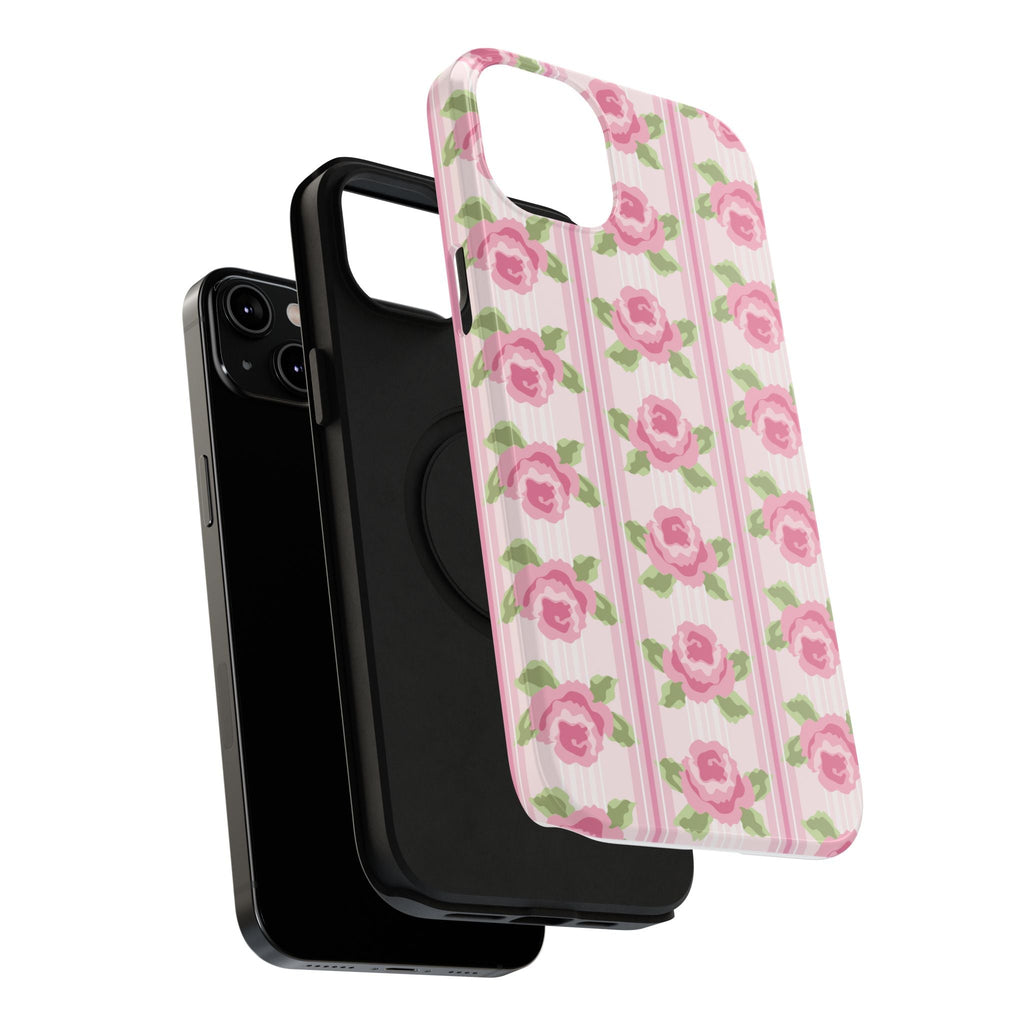 Customizable: Floral Impact-Resistant Phone Case, Pink Rose Pattern
