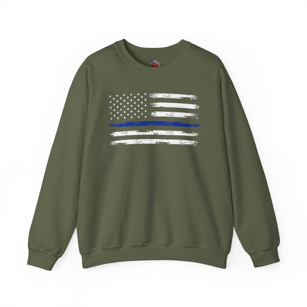 Thin Blue Line American Flag Crewneck Sweatshirt