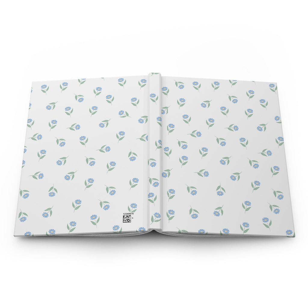 Customizable Blue Floral Hardcover Journal