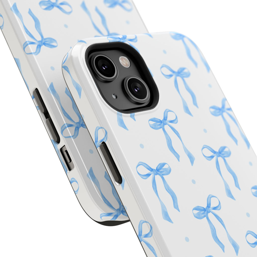 Customizable: Chic Blue Coquette Bow Impact-Resistant Phone Case