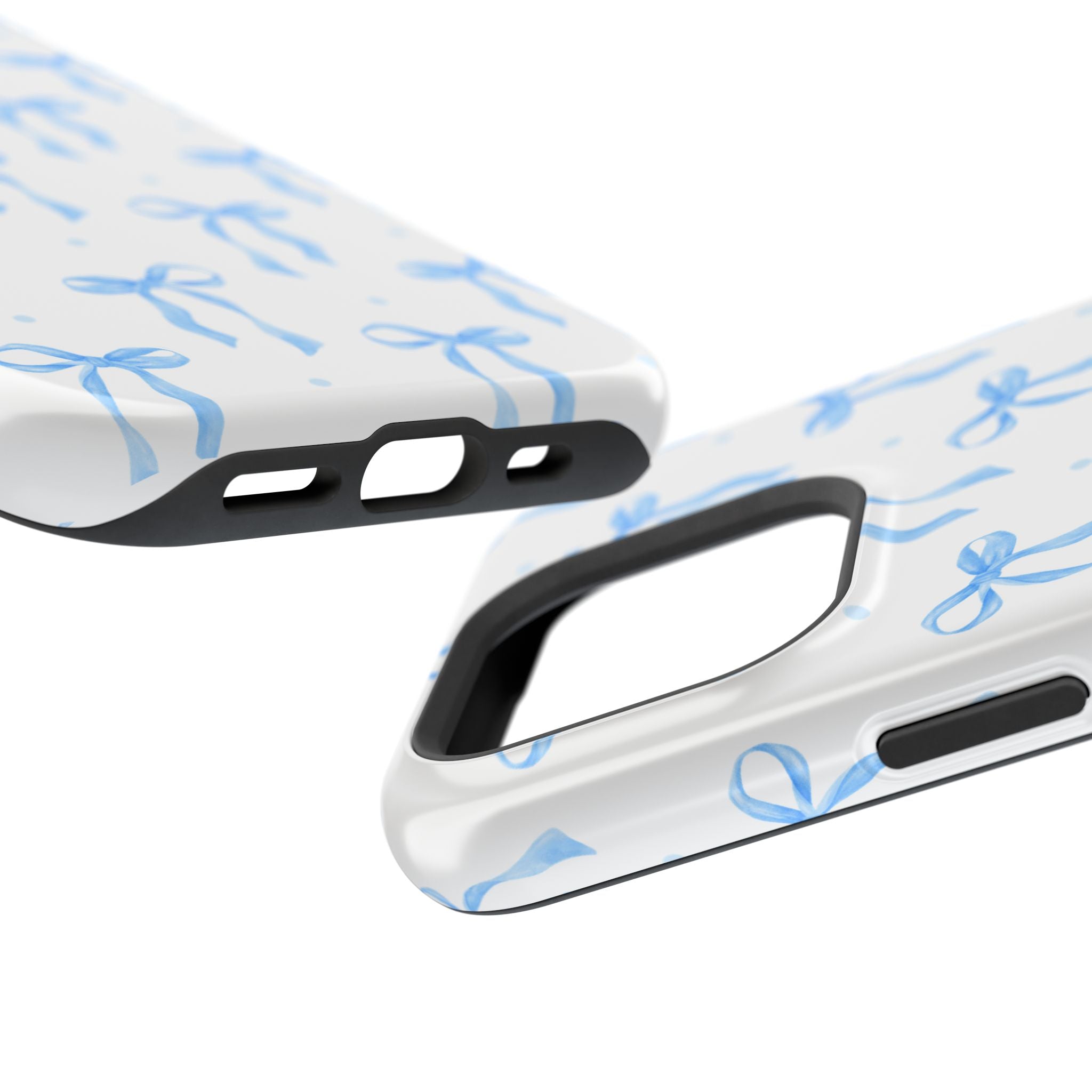 Customizable: Chic Blue Coquette Bow Impact-Resistant Phone Case